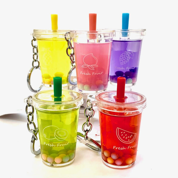 Fruit Boba Drink Keyring