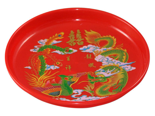 Double Happiness Tray with Dragon and Phoenix Design