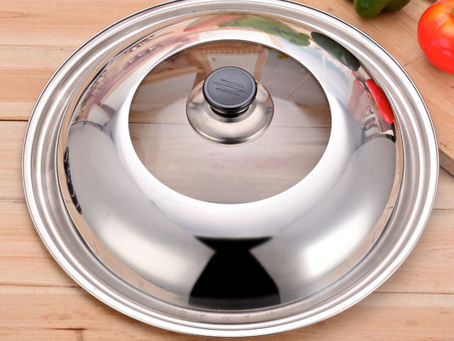 Stainless Steel and Glass Wok Cover