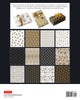 The back of the gold and silver wrapping papers packaging