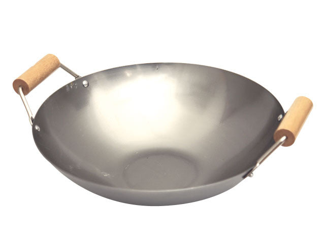 Carbon Steel Double Spool Handle Flat Bottom Wok