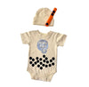 Milk boba tea onsie outft with cap,