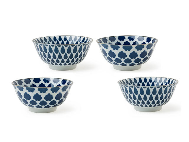 Blue on White 4-Bowl Set - 6"