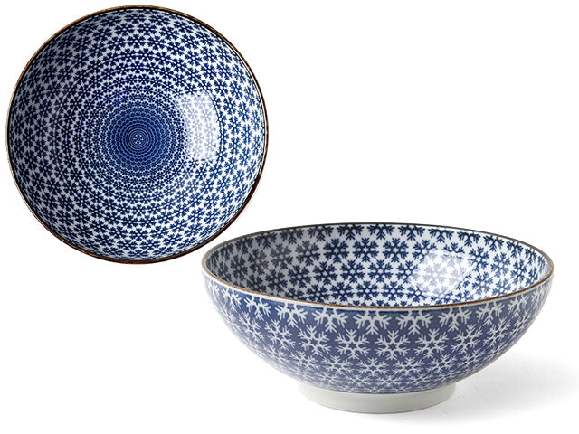 Blue on White Design Ceramic Serving Bowl - 8.25"