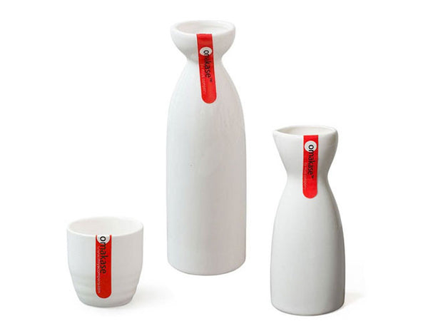 White sake bottle and sake cup