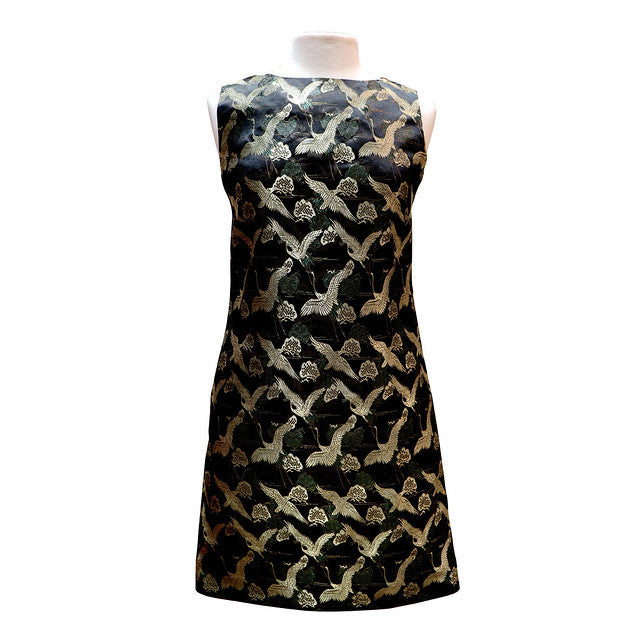 Brocade Shift Dress - Onyx Crane