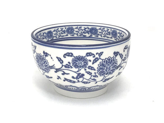 blue lotus and vine patterned bowl