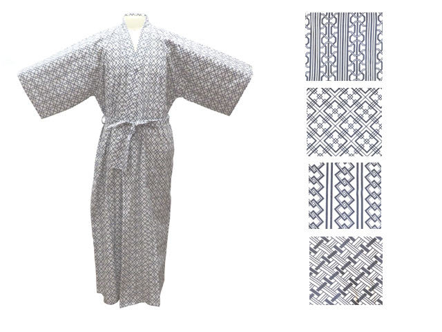 Cotton Geo-Pattern Print Robe - Ankle Length